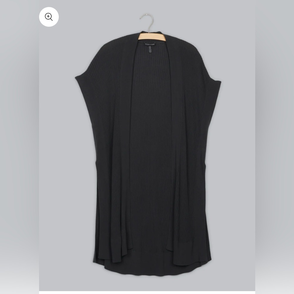 Eileen Fisher Sleek Open Front Ribbed Cardigan, Relaxed Fit